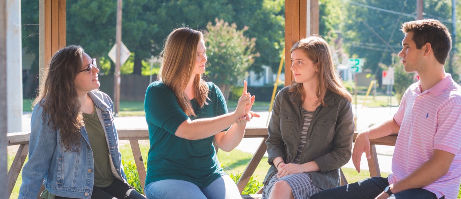 Students learning sign language